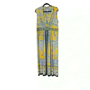 Chico's Vibrant Yellow and Gray Maxi Dress